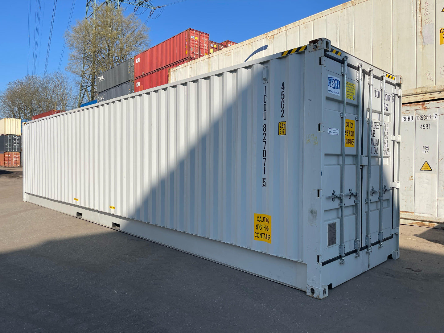 40 Fuß Neu High Cube Open Side One Way RAL 7035